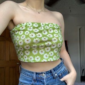 Green Floral Tube Top